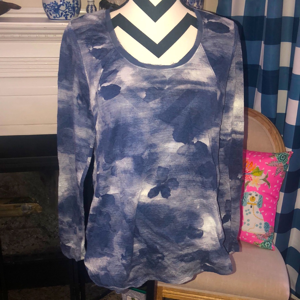 Vera Wang Blue Burn-Out Tie Dye Top Sz.M